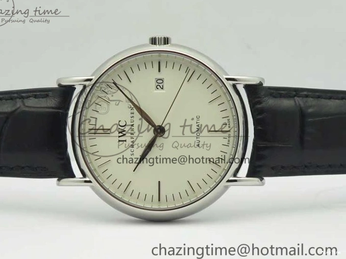 MIROTIME 0420 Fashionable Portofino Automatic SS TWF 1:1 Best Edition Silver Dial SS Markers on Black Leather Strap A 7200